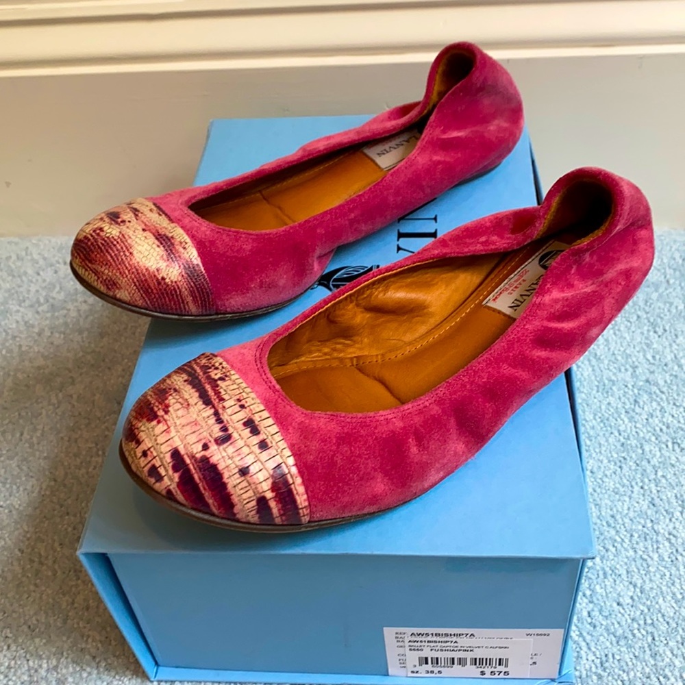 Pink Lanvin Ballet Captoe Flats